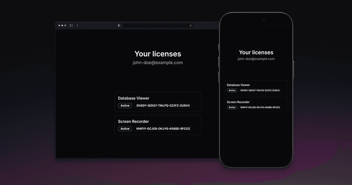 Self-serve license management for software businesses