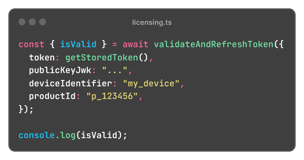 Code example of the JavaScript SDK