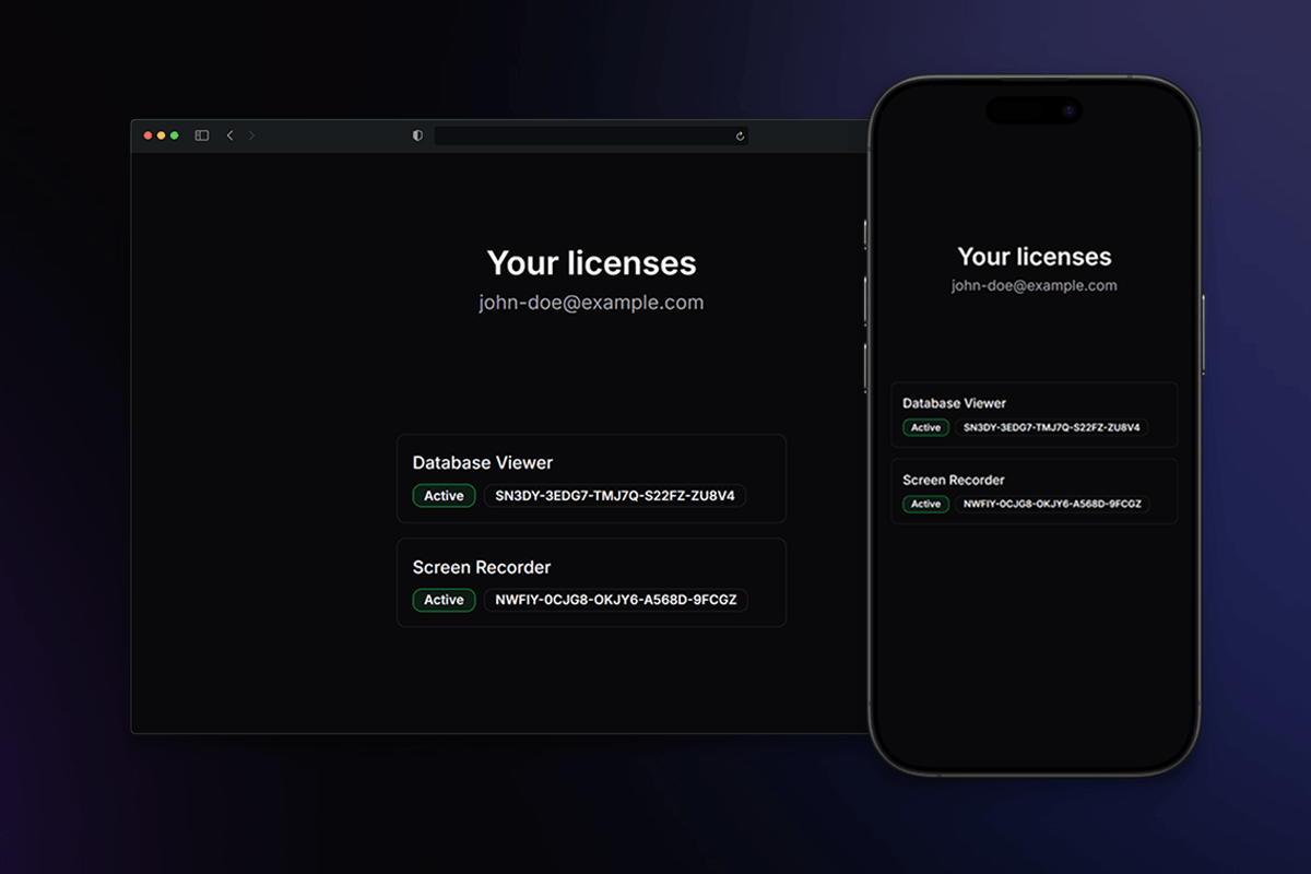 Screenshot of customer portal